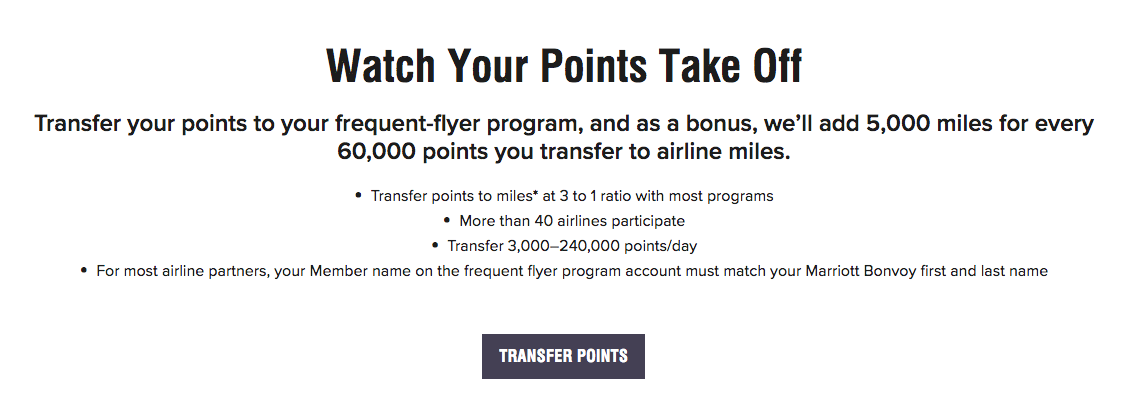 transfer marriott points to airline miles