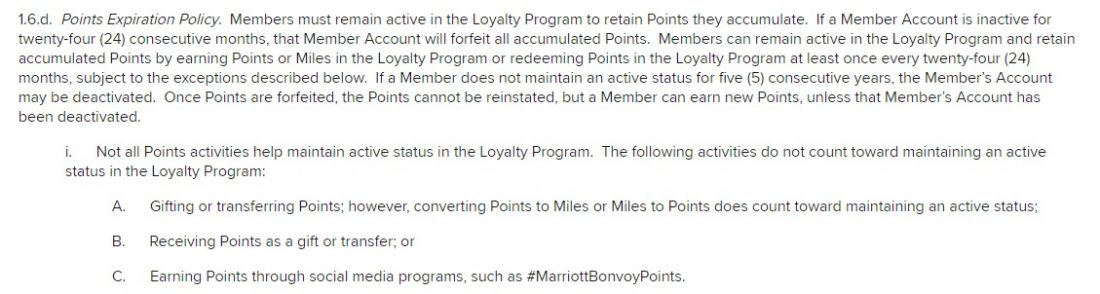 What counts to keep Marriott points from expiring